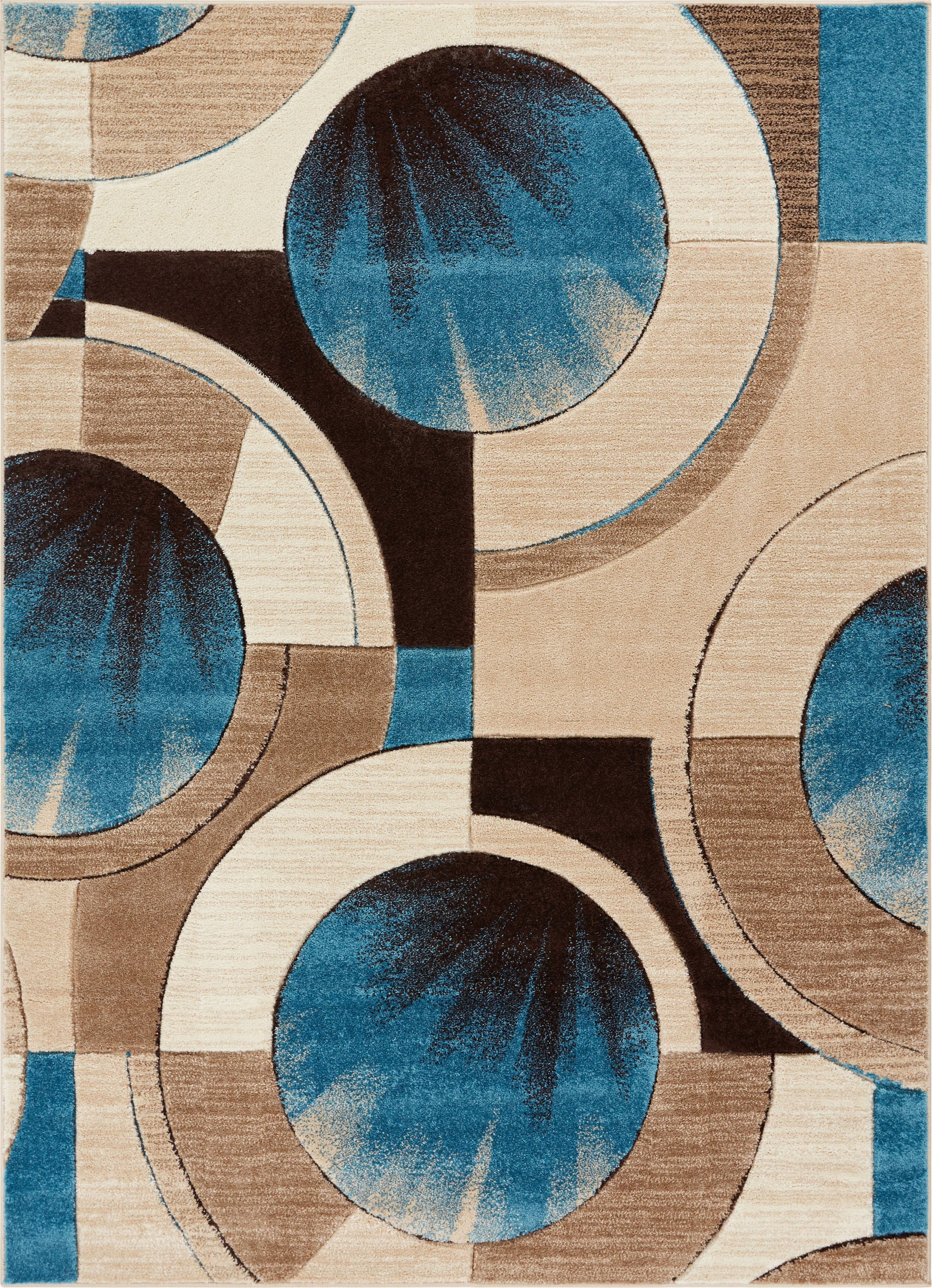 Well Woven Ruby Yolo Mid-Century Modern Geometric Blue 5'3" x 7'3" 3D High-Low Area Rug