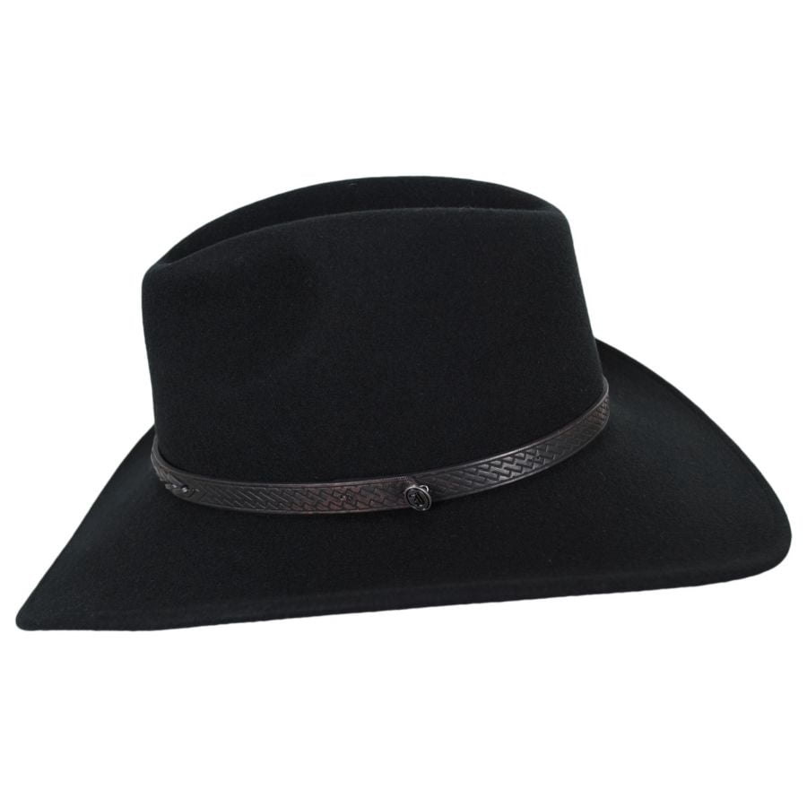 Wyatt Wool Felt Western Cowboy Hat - L - Black