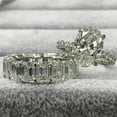 thumbnail image 5 of HeartsAndYou 7ct Moissanite Bridal Set Eternity Band Halo Engagement Ring for Women 18k White Gold Over Silver, 5 of 6