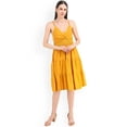 thumbnail image 5 of eloria Women Fashion A-Line Knee Length Western Solid Midi Dress Party Wear, Fabric: Rayon, Color: Yellow, Size: M, 5 of 6