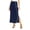 Dark Blue, variant on Women’s Satin Midi Skirt High Waist Side Slit Elegant Straight Fit Skirt Lightweight Silky Fabric Suitable for Daily Wear Dark Blue XL