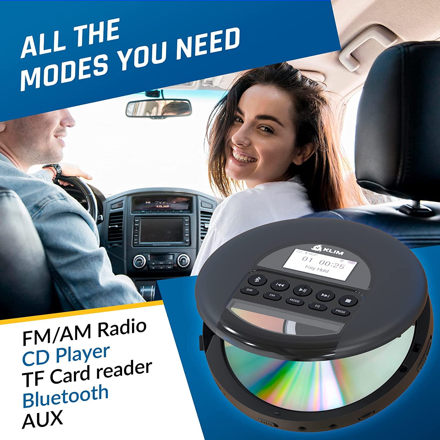 Restored KLIM Nomad Portable CD Player Walkman with Long Lasting Battery Includes Headphones Radio FM (Refurbished)
