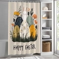 thumbnail image 6 of Easter Eggs Shower Curtain Set, Waterproof Shower Curtains for Bathroom, Rabbit Spring Botanical Wildflowers Bunny Beige Washable Fabric Bath Curtain for Bathtub Decoration with Hooks 66x72 Inches, 6 of 9