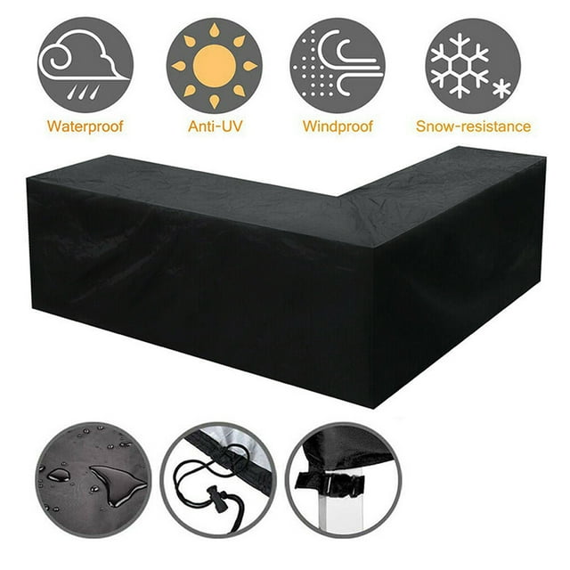 Housse de Meuble d'Angle en L Imperméable pour Jardin Patio Canapé en Rotin