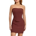 thumbnail image 1 of Gupgi Women Summer 2 Piece Knit Outfit Ribbed Strapless Tube Top Bandeau with Bodycon Mini Skirt Set, 1 of 8