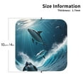 thumbnail image 2 of Sigee Ice Blue Ocean Cute Dolphin A for Water-Resistant, Heat-Resistant, Non-Slip Leather Coasters Set, Ideal for Coffee Table, Office, Bar, Home Decor-Square, 2 of 6