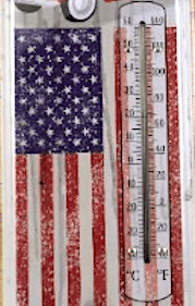 Thermometer Hanging Metal ~22 Gauge Metal Lithograph Print Measures 5" x 17" Indoors or Outdoors {God Bless America}