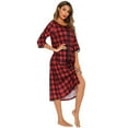 thumbnail image 3 of Zipper Front Robes Women House Coat Half Sleeve Loungewear Long Nightgown with Pockets S-XXL, 3 of 8