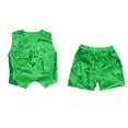 thumbnail image 4 of Girls Dance Sequin Green Dance Sleeveless Button Vest and Pants Outfit Set Girls Dance Outfit Stage Performance Outerwear 6-7 Years, 4 of 4