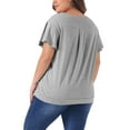 thumbnail image 3 of Agnes Orinda Blusa de Talla Grande para Mujeres con Cuello en V y Volantes, Camiseta de Manga Corta, Tops de Verano 4X Gris, 3 of 6