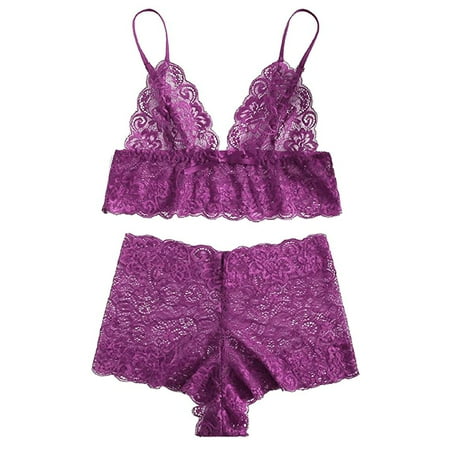 

VerPetridure Sexy Lingerie for Women Plus Size Women s Lace Cami With Short Lingerie Pajama Set 2 Piece Underwear Sleepwear