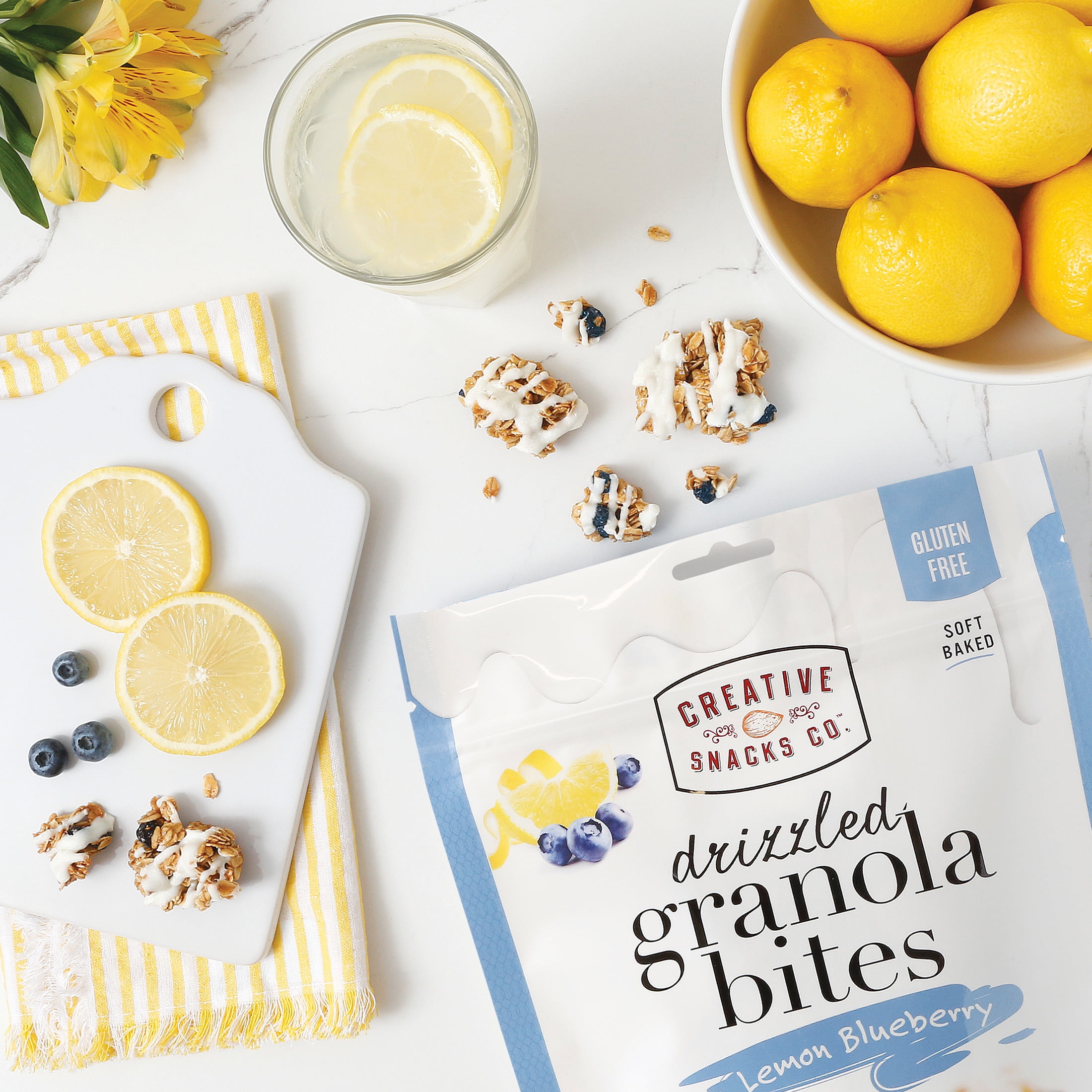 Creative Snacks Gluten Free Lemon Blueberry Drizzle Granola Bites, 10 oz Bag