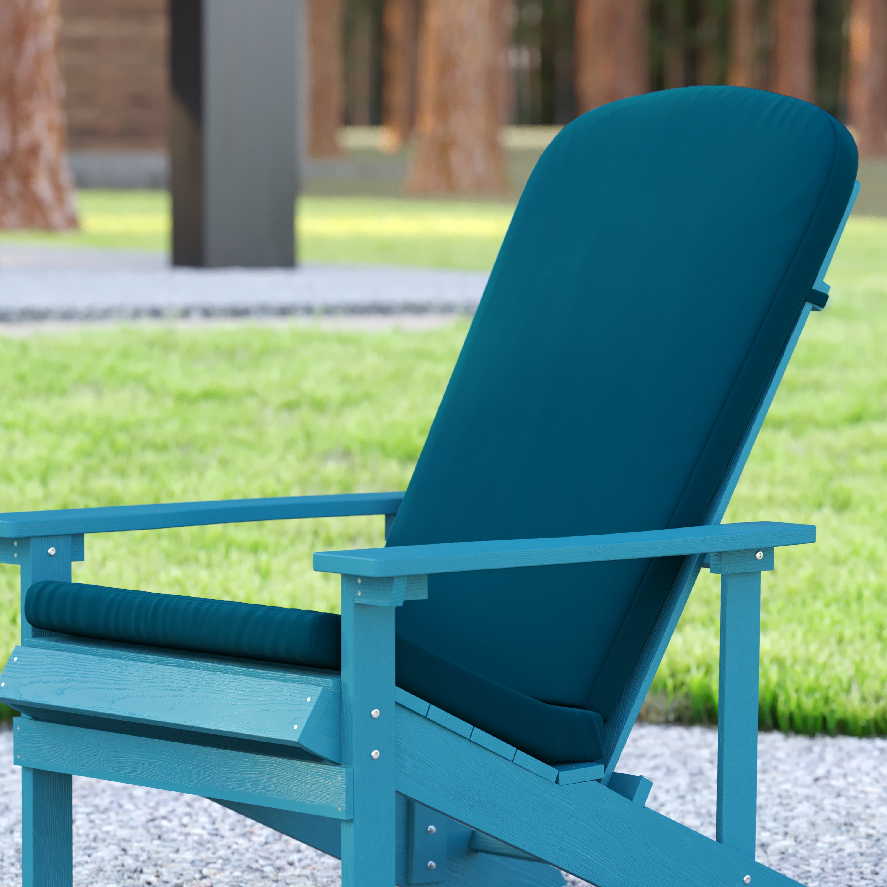 Emma + Oliver Set of Two All-Weather Indoor and Outdoor Cushions for Adirondack Chairs and High Back Patio Chairs in Teal