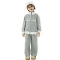 thumbnail image 2 of Tfken Outfit Set For Children Girls Size 9-10 Years Long Sleeve Striped Print Coat Pant Fall Daily Wear Grey Outfits Sets, 2 of 9
