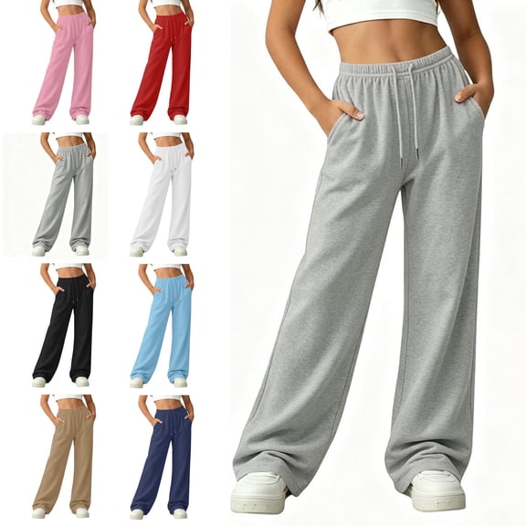 NAISIBABY Girls Sweatpants Size 10-12– High Waisted Loose Lightweight Comfortable Baggy Pants Sweat Pants Gray