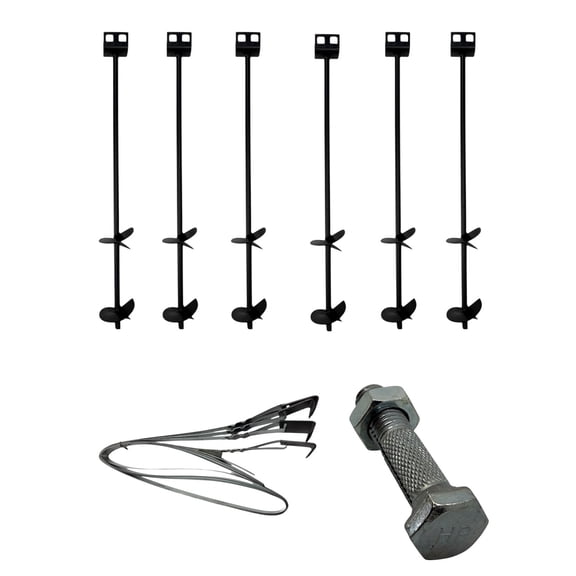 Mobile Home Part Set of 6 Auger Anchors, 8’ Strap, & Bolts