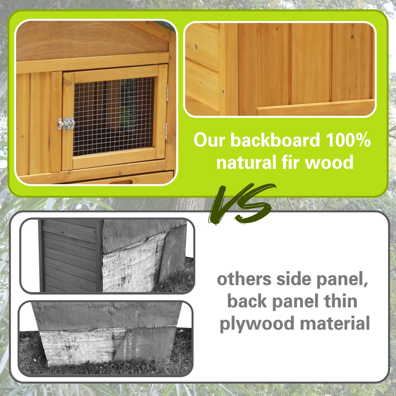 85" Large Rabbit Hutch Outdoor, Wood Bunny Cage Indoor with Cleaning Tray, Waterproof Roof and 4 Doors for Small and Medium Bunny Rabbit Duck Chick, Dark Yellow