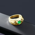 thumbnail image 5 of Gem Stone King 1.68 Cttw Simulated Emerald and Black Diamond 18K Yellow Gold Plated Silver Ring for Men | Round 8MM | Available in Size 7, 8, 9, 10, 11, 12, 13, 5 of 5