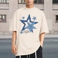 thumbnail image 2 of Arlun Mens Fashion Stars Graphic Tees Oversized Crew Neck Short Sleeve Streetwear Vintage T-Shirts Summer Relaxed Fit Comfortable Drop Sleeves Preppy Style Casual Tops 2026 Khaki M, 2 of 4