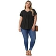 thumbnail image 3 of DARING DIVA Women's Plus Ruffle Boho Floral T Shirt 4X Black, 3 of 6