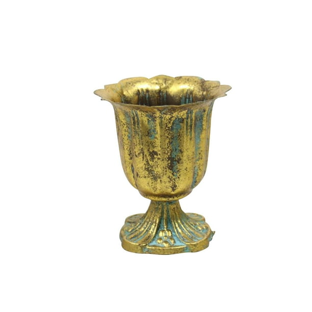 Jarrón de flores de metal para centro de mesa, macetero para recepción, fiesta, comedor Oro antiguo