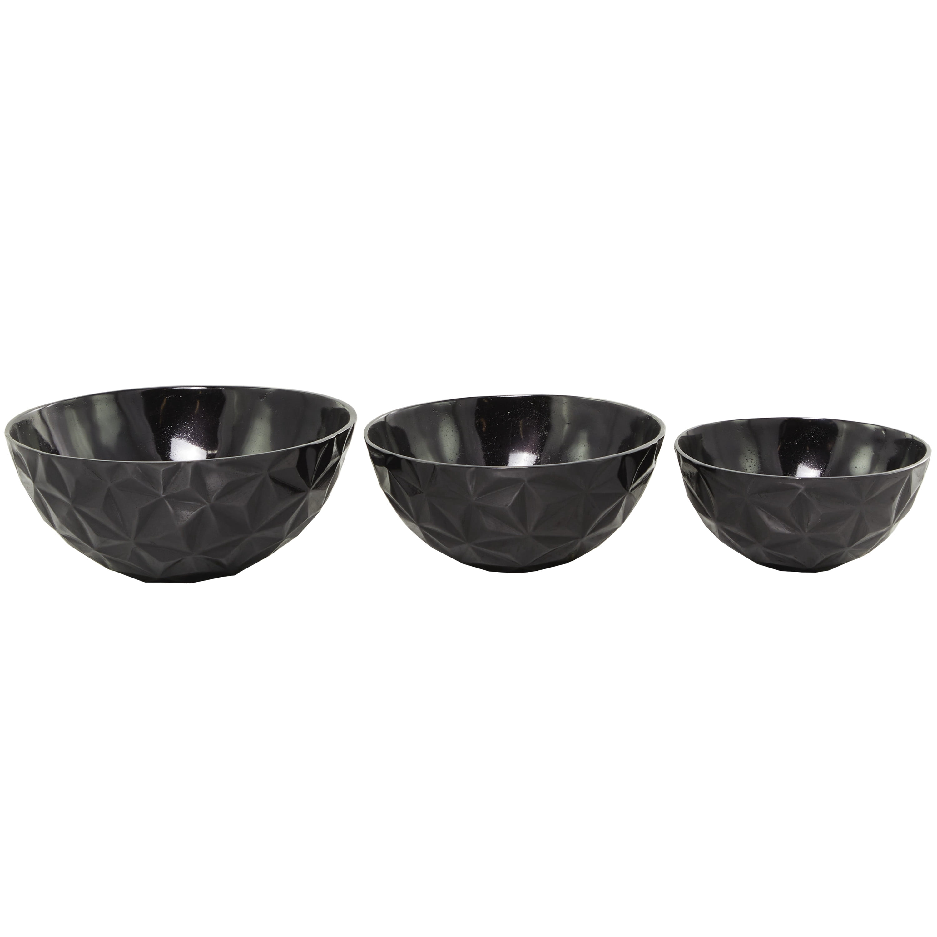 DecMode 5", 6"H Aluminum Modern Decorative Bowl, Black, 3-Piece