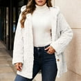 thumbnail image 2 of Women's Cozy Soft Hooded Jacket Full Zip Front Button Closure Long Sleeve Casual Lightweight Outerwear For Everyday Wear, 2 of 6