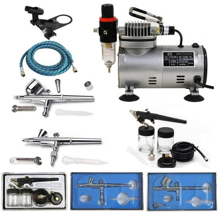 Ktaxon Airbrush Compressor Kit, Include High-efficiency Air Compressor, 3 Multi-purpose Professional Dual-action Spray Airbrush, for Body & Face Art Model Tattoo Nail