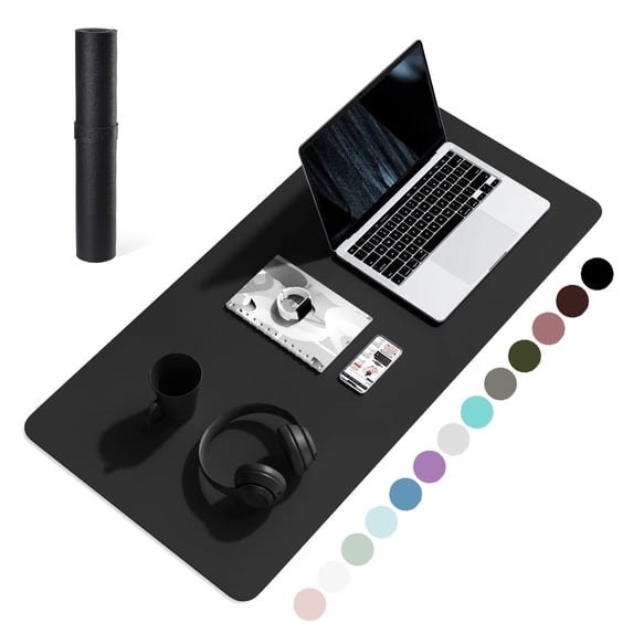 FOAUUH Non-Slip Desk Pad,Mouse Pad,Waterproof PVC Leather Desk Table Protector,Ultra Thin Large Desk Blotter, Easy Clean Laptop Desk Writing Mat for Office Work/Home/Decor(Black, 31.5" x 15.7")