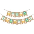 thumbnail image 1 of BHappy, arpillera de Pascua para pancarta, estampado de huevos de conejo, banderines, guirnaldas de bandera, utilería para fotos, decoración Diy para fiesta de vacaciones Vintage esquí esquí Gafas de esquí, 1 of 5