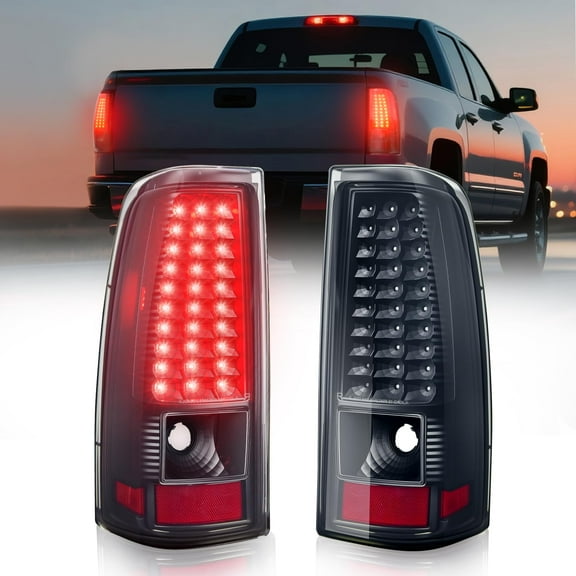 SPBTAR LED Tail Lights Assembly Fit for Chevy Silverado 2003 2004 2005 2006 2007 1500 2500 3500HD, Bright Smoked Tail Lights, 03-06 IP67 Waterproof LED Tail Lights Rear Tail Lights Pair