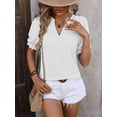 thumbnail image 2 of Summer women's solid color wheat ear T-shirt V-neck short-sleeved tops for women, 2 of 5