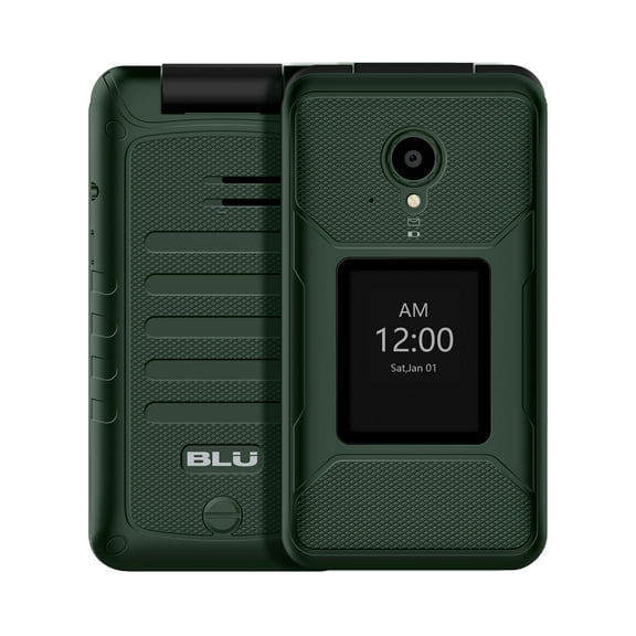 Restored BLU Tank Flip Unlocked 4G LTE Flip Phone 2022 2.8”   1.8” Display Green (Refurbished)