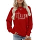 thumbnail image 1 of Suéter de Mujer con Estampado de Letras, Cuello Redondo y Larga Rojo L, 1 of 5