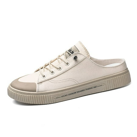 

Summer Fashion Canvas Casual Mules Male Breathable Comfy Soft Canvas Half Loafer Slippers Concise Leisure Colth Sandals