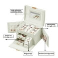 thumbnail image 2 of Women's Jewelry Box, Senior PU Leather, 3 Layer Medium Sized Jewelry Storage Box with Lock, Portable Travel Jewelry Case Multifunctinal Organizer for Earrings Bracelets Rings, 2 of 6