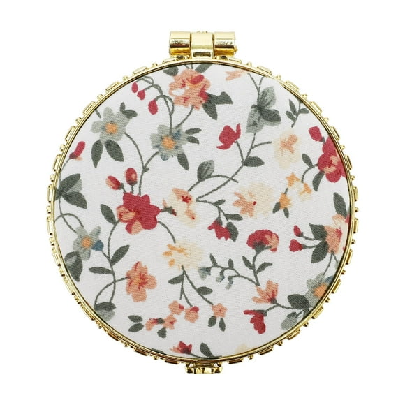 Espejo Compacto Unique Bargains para Bolsos Espejo de Flores Espejo Redondo Mini Espejo Floral Pequeño para Bolso Blanco