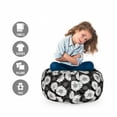 thumbnail image 2 of Floral Storage Toy Bag Chair, Hand Drawn Monochromatic Repetitive Botany Garden Sunflower Petals Silhouettes, Stuffed Animal Organizer Washable Bag, Large Size, White and Black, by Ambesonne, 2 of 3