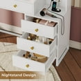 thumbnail image 3 of Amuzer Vanity Table with Lighted Mirror, Makeup Table with Drawers,Vanity Desk with Storage Shelves and Charging Station, White, 3 of 8