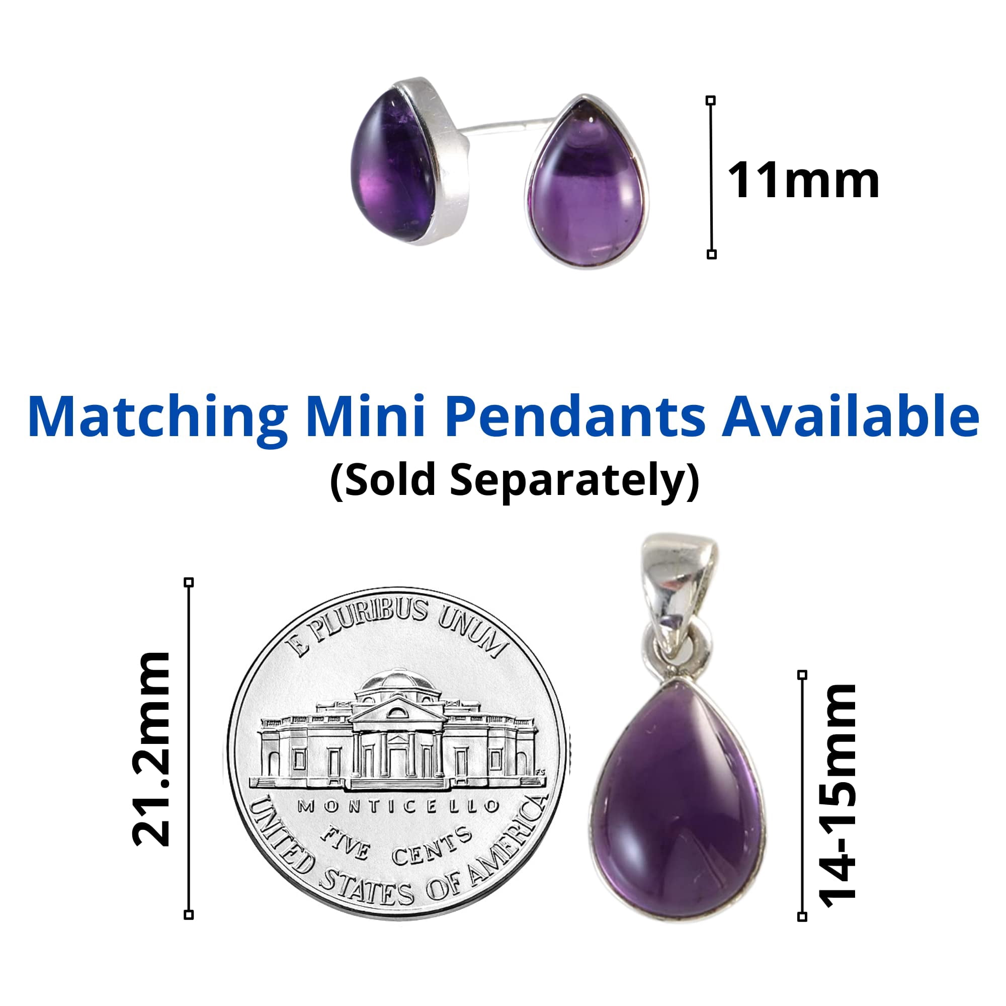 Echmeck 925 Sterling Silver Amethyst Teardrop Stud Earrings for Women