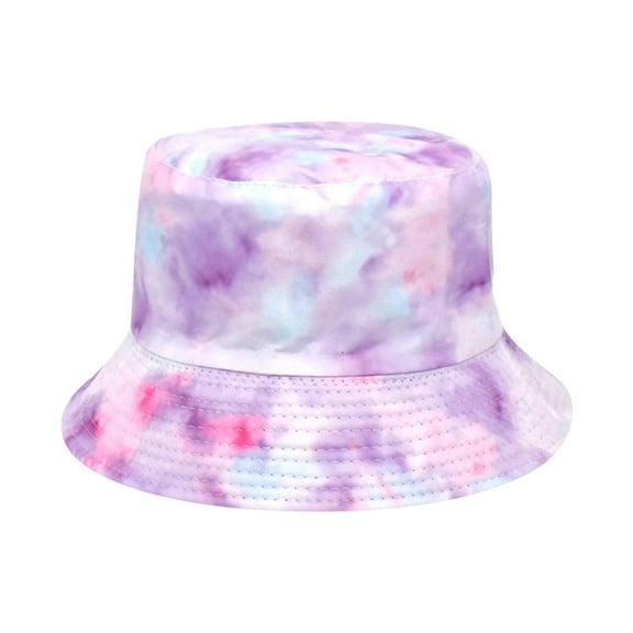 ZHENHONG Bucket Hats for Women and Men Tie Dye Double Face Basin Hat Popular Sun Hat Casual Solid Color Headwear Purple