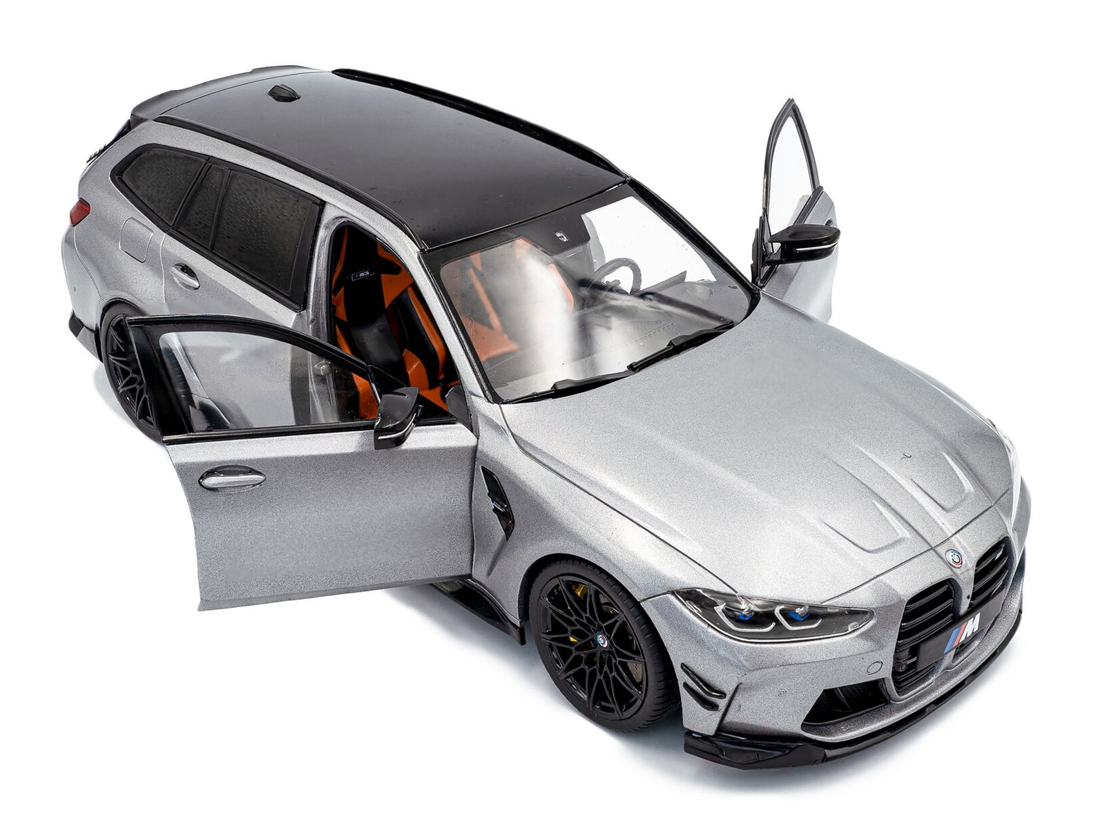 2024 BMW M3 Competition M xDrive Touring Frozen Pure Gray Metallic with Black Top 1/18 Diecast Model Car by Solido