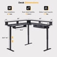 thumbnail image 2 of KeyWhat 60" L Shaped Standing Desk, Electric Height Adjustable Computer Desk with Shelves & Keyboard Tray & LED Strip & Power Outlets, Carbon Fiber Black, 2 of 7