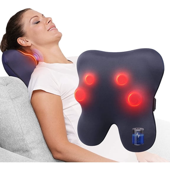BOB AND BRAD Back Massager with Heat, Cordless Shiatsu Massagers for Neck and Back, 3D Kneading Massage Pillow for Muscle Pain Relief