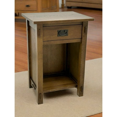 Mission Solid Quarter Sawn Oak 1 Drawer End Table - Model A27 - Walnut