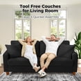 thumbnail image 5 of Welzona 70" Corduroy Sofa, Oversized 2-Seater Couch with 2 Throw Pillows, Tool-Free Assembly, Black, 5 of 9