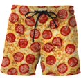 thumbnail image 3 of Pantalones cortos con estampado 3D de perritos calientes y carne grasientos divertidos para hombre, pantalones cortos de playa de hip hop callejero, pantalones cortos de natación para patineta, bañado, 3 of 5