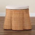 thumbnail image 3 of bali & pari Palm Scallop Natural Rattan Ottoman with Cushion, 3 of 6