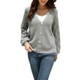 thumbnail image 1 of Seyurigaoka Women's Long Sleeve V Neck Open Front Cardigan Outwear Solid Button Down Soft Ribbed Knitted Cardigan Sweater, 1 of 9