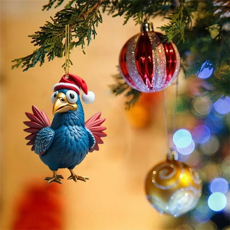 

Nallwabiu Christmas Hat Chick Ornament Cartoon Chicken Pendant Car Decoration Holiday Home Decor Christmas Tree Ornament Cute Chicken Charm Festive Accessory Playful Gift